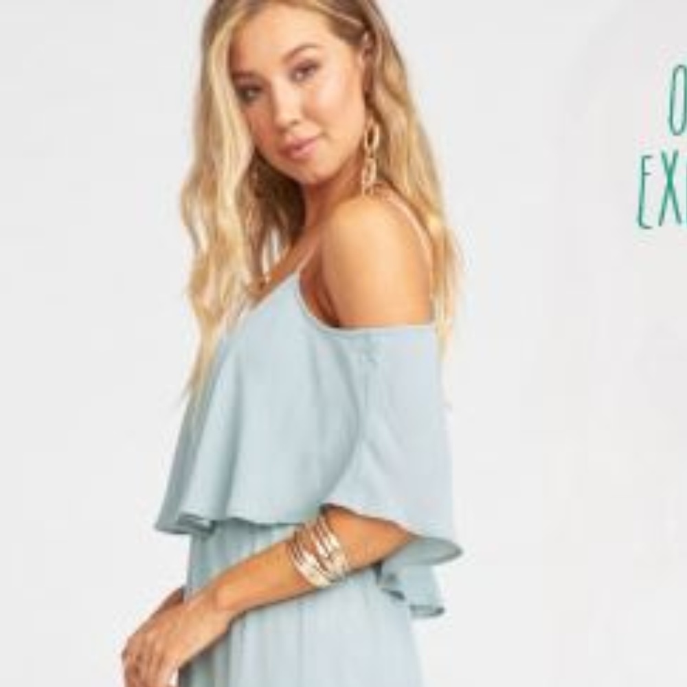 Caitlin Ruffle Maxi Dress - Silver Sage Size: XL